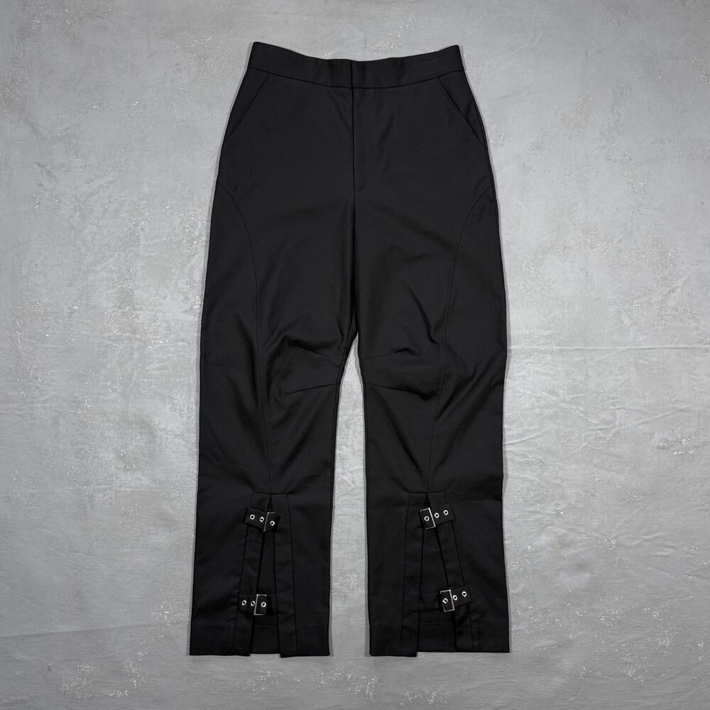 IRO Mallia Black Cotton Twill Trousers w/ Buckle Details Women's FR 40, US 8, L